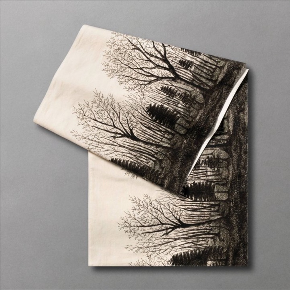 Cream and Black Woodland Print Kitchen Towel